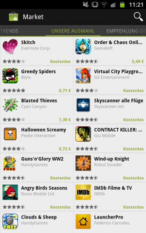 Googles Android Market 3.3.11
