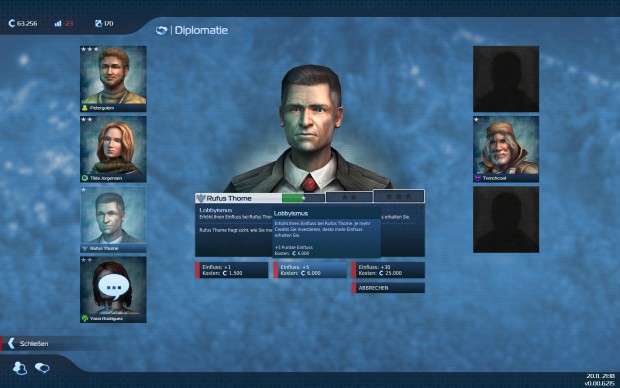 Im Diplomatiemen&uuml; pflegt der Spieler die Beziehungen zu anderen Fraktionen.