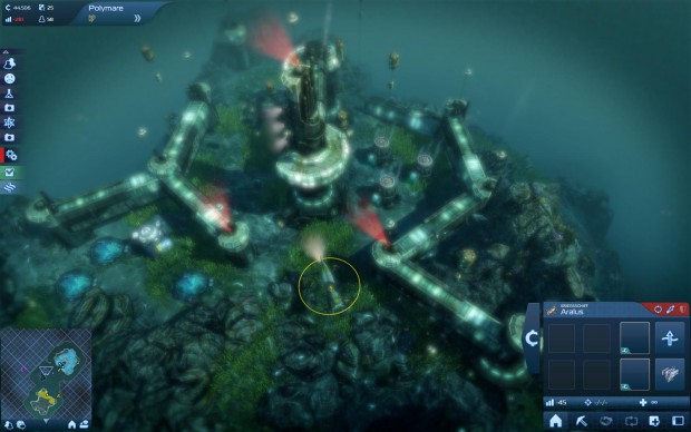 Auch unterhalt der Meeresoberfl&auml;che ist der Spieler unterwegs.