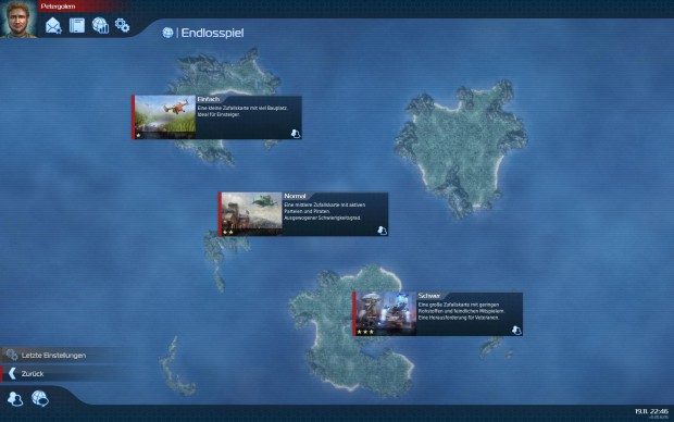 Die drei Schwierigkeitsstufen des Endlosspiels.