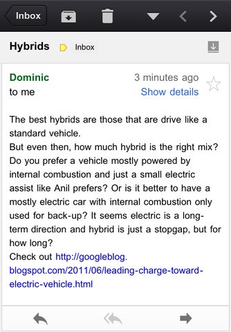 iPhone-Version der Google-Mail-App (Bild: Google)