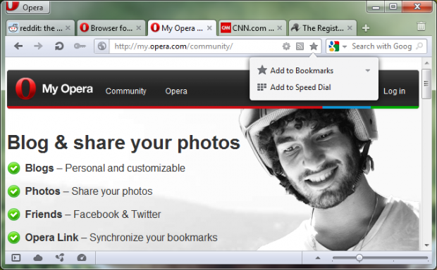 Opera 11.60 - Sternsymbol in der Adressleiste