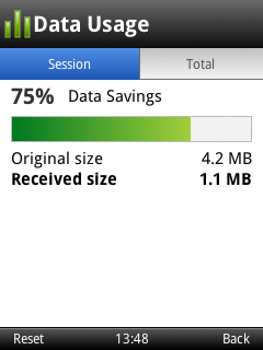 Opera Mini 6.5 als Java-Applet mit Anzeige des Datenverbrauchs