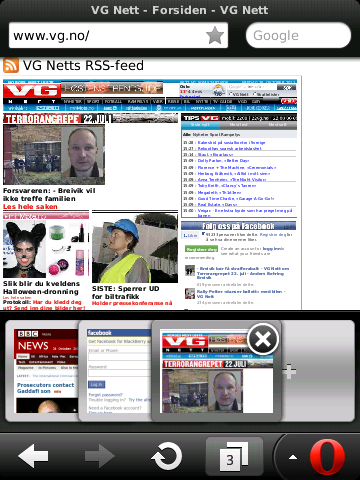 Opera Mini 6.5 auf dem Blackberry mit Tabvorschau