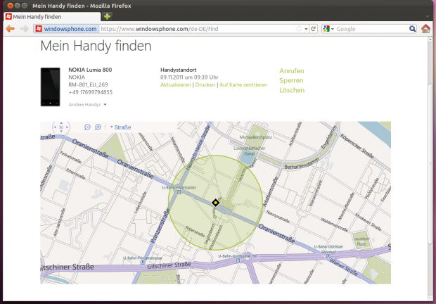 Über den Microsoft-Dienst können verloren gegangene Smartphones geortet werden. 