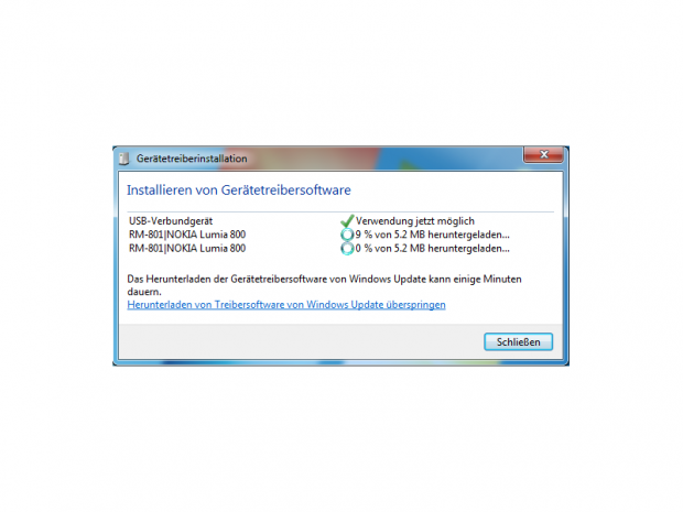 Treiber für das Lumia 800 gibt für Windows 7 bereits.