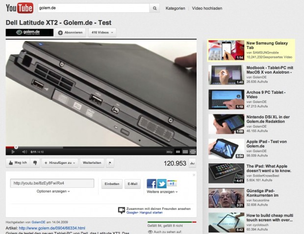 Videoplayer im neuen Youtube-Design (Bild: Youtube/Golem.de)