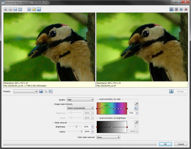 Rauschreduktion in Zoner Photo Studio 14 (Bild: Zoner)