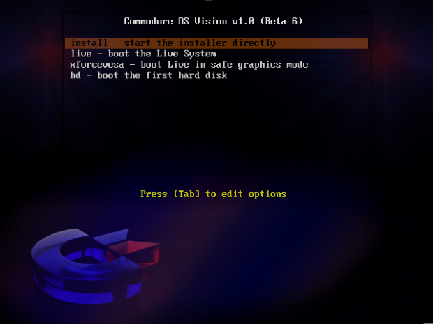 Der DVD-Bootloader von Commodore OS Vision