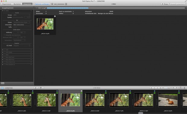 Entwickeln von Fotos innerhalb von Dxo Optics Pro 7 (Bild: Tim Kaufmann)