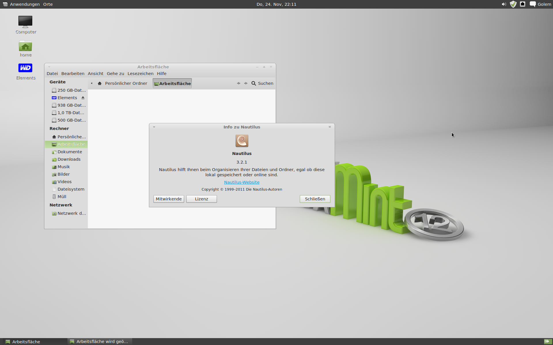 LinuxDistributionen Linux Mint 12 im Gnome2Look Golem.de