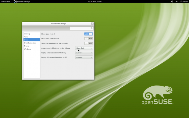 Das Gnome-Tweak-Tool wird standardm&auml;&szlig;ig installiert.