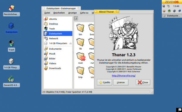 Als Unterbau für die Oberfläche dient Xfce 4.8. 