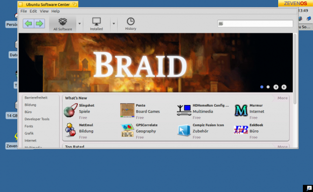 Programme lassen sich über das Ubuntu-Software-Center verwalten.