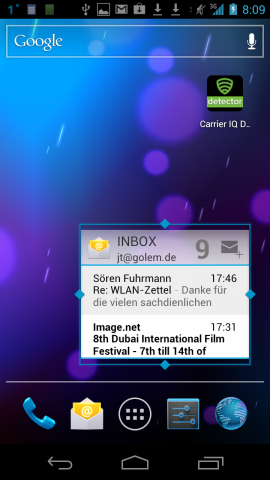 Einige Widgets lassen sich in der Größe verändern.