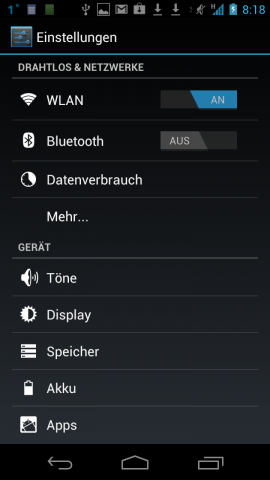WLAN und Bluetooth können in der obersten Ebene der Systemeinstellungen ein- und ausgeschaltet werden. 