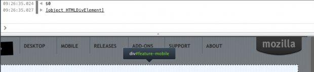 Firefox 10: Konsole im Page Inspector