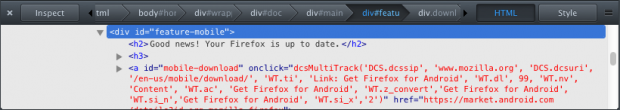 Firefox 10: HTML-Ansicht für einzelne Elemente im Page Inspector