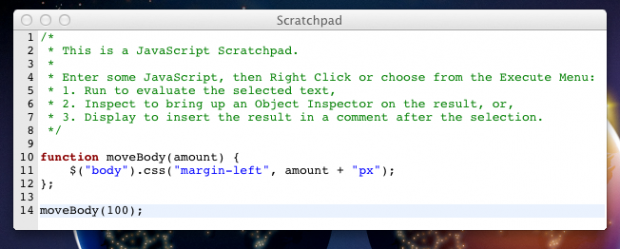 Erweitertes Scratchpad in Firefox 10