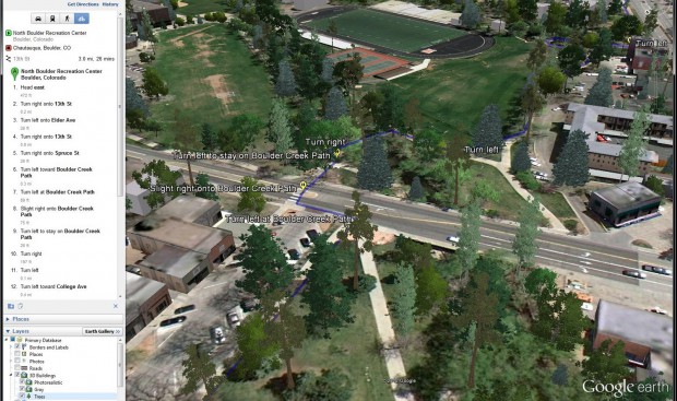 Routenplaner für Radfahrer in Google Earth 6.2 (Bild: Google)