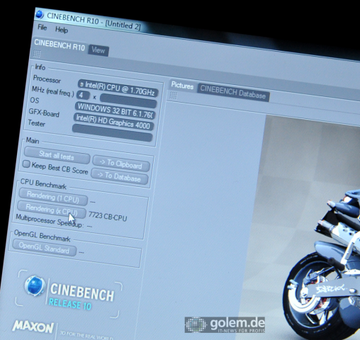 Ergebnis der 32-Bit-Cinebench R10