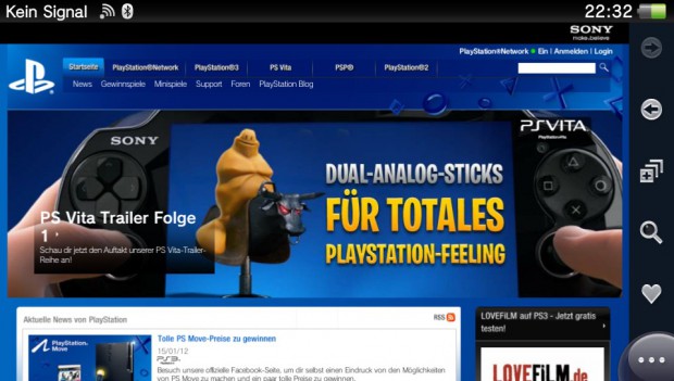 ... und eine Webseite von Sony