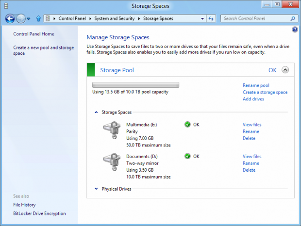 Storage Spaces mit aktiviertem Bitlocker