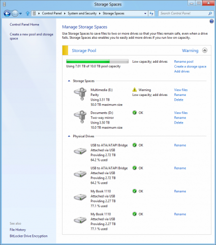 Warnung bei knappem Speicherplatz