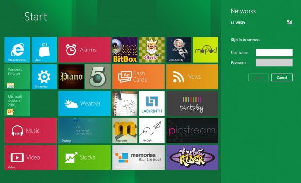 Netzwerkeinstellungen auf dem Startbildschirm von Windows 8
