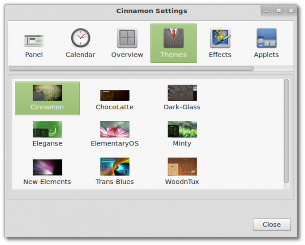 Die Theme-Verwaltung in dem Konfigurationsmenü