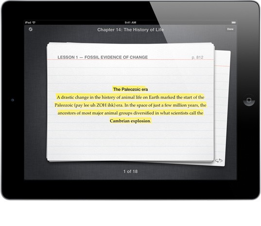 Die Anwendung iBooks 2 unterstützt interaktive Schulbücher.