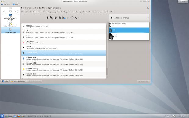 Die Mauszeigergröße ist nun variabel.