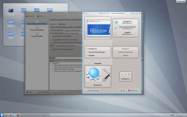 Der Fensterwechsler unterstützt sechs verschiedene Layouts in QML.