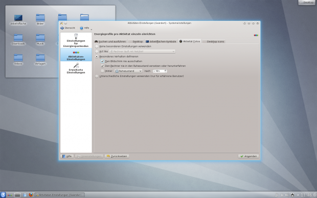 Für Aktivitäten lassen sich separate Modi festlegen, ...