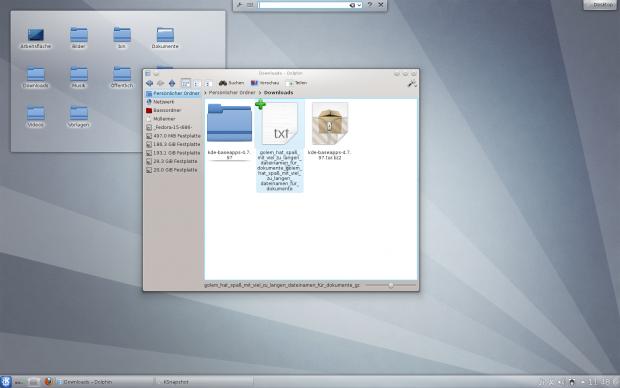 Die Anzeige des Dolphin kürzt sehr lange Dateinamen nun nicht mehr ab.