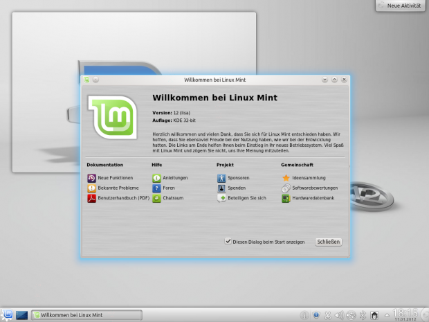 Der Willkommensbildschirm