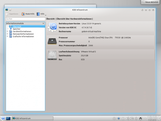Das Kontrollzentrum von KDE liefert Details zur installierten Software.
