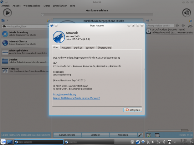 Die Audiosoftware Amarok 2.4.3