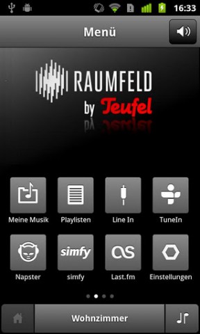 Die Android-App für Teufels Raumfeld-Audiosystem (Bild: Teufel)