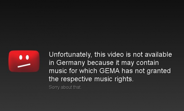 Die bekannte Gema-Sperrmeldung von Youtube - hier in der englischen Version
