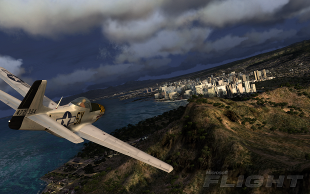 North American P-51 Mustang im Anflug auf Honolulu