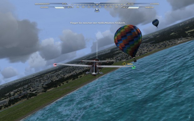 ... und muss an Flugballons vorbeisausen.
