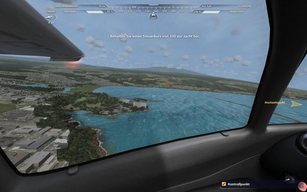 Mit einem Druck auf die rechte Maustaste kann man sich im Cockpit umgucken.
