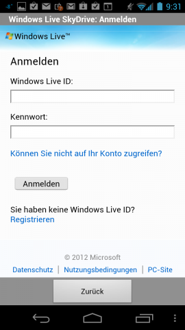 Demzufolge ist eine Windows-Live-ID notwendig.