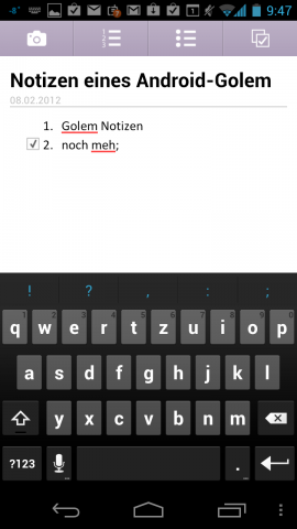 Notizen mit Checkboxen