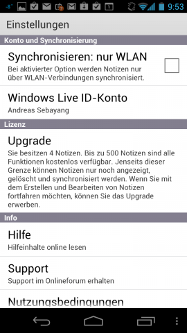 Wer will, kann die Synchronisation auf den WLAN-Betrieb einschränken oder hier eine kostenpflichtige Lizenz erwerben.