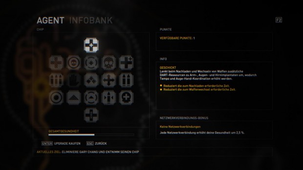 Das Angebot an Spezialfähigkeiten zum Upgraden ist ziemlich klein.