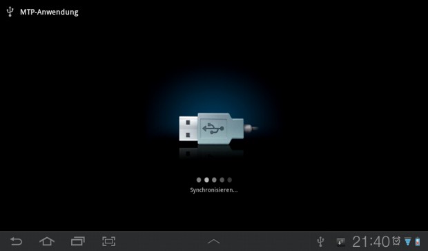 Während der Synchronisation lassen sich nur Screenshots anfertigen.