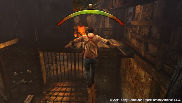 Beim Balancieren muss der Spieler mit der Vita ausgleichen.