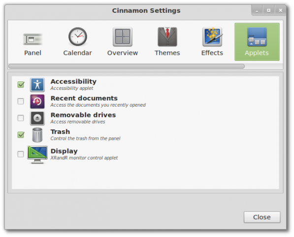 In Cinnamon 1.2 waren die Untermenüs noch nicht separat.